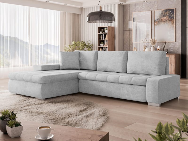 Irja 4-personers sovesofa med chaiselong, venstrevendt - Lysegrå - Møbler - Sofaer - Sovesofaer