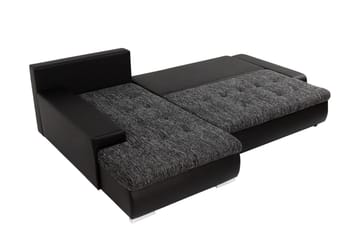 Irja Sovesofa med Chaiselong 3-personers i Kunstlæder - Hvid / Grå - Møbler - Sofaer - Sovesofaer