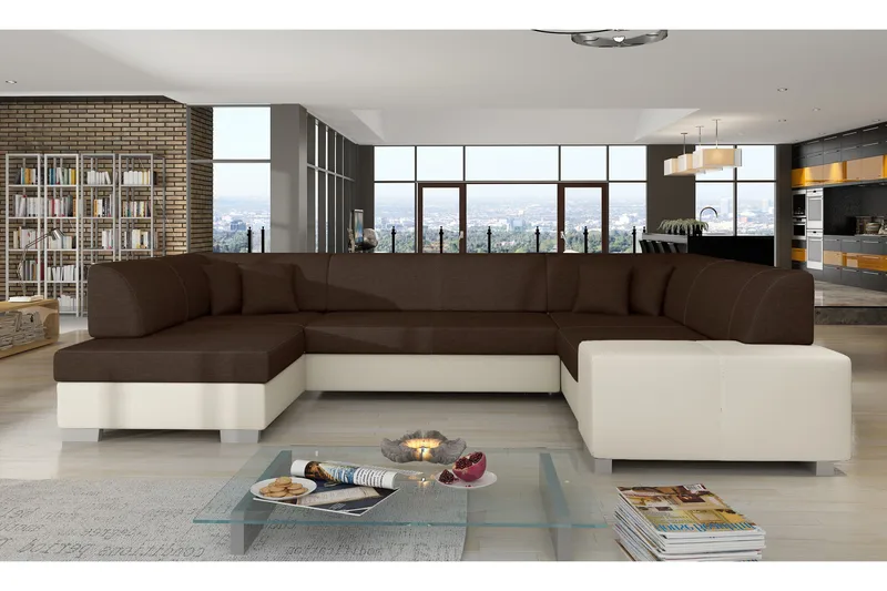 Jamaal hjørnesovesofa, Brun / Beige