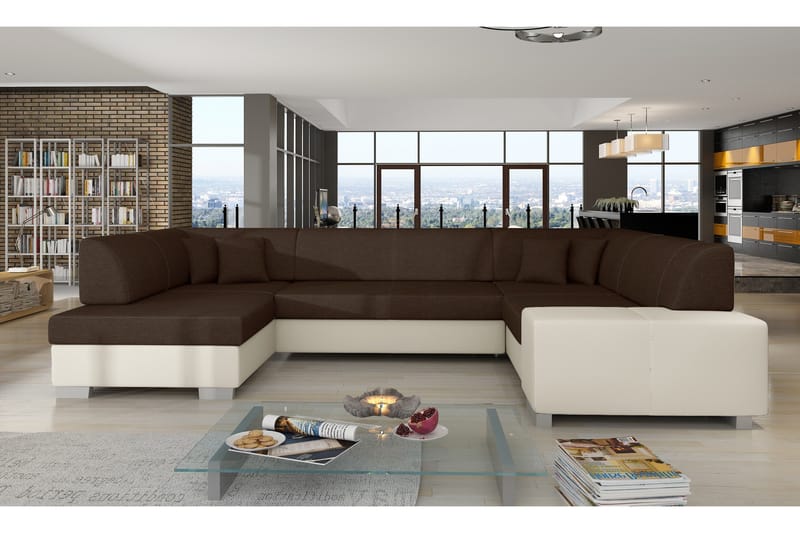 Jamaal hjørnesovesofa, Brun / Beige