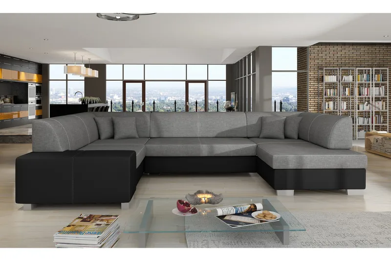 Jamaal hjørnesovesofa, Grå / Sort