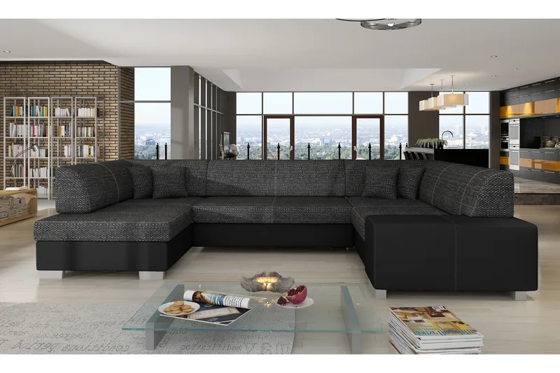 Jamaal hjørnesovesofa, Grå / Sort