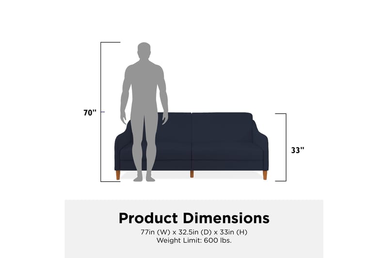 Jasper 2-personers Sovesofa Marineblå - Dorel Home - Møbler - Sofaer - Sovesofaer