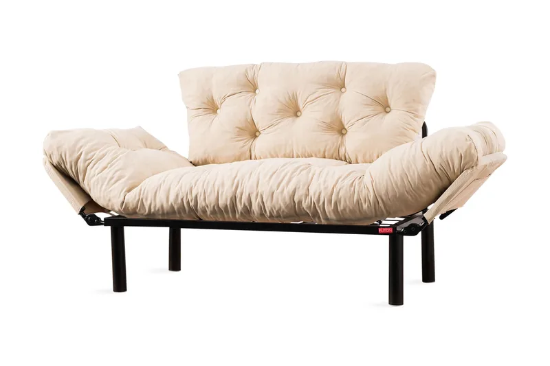 Jenica 2-personers Udtrækkelig Sovesofa i Stof med Metalben, Beige