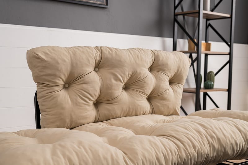 Jenica 2-personers Udtrækkelig Sovesofa i Stof med Metalben - Beige - Møbler - Sofaer - Sovesofaer