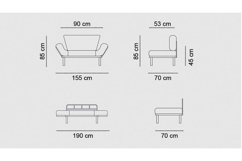 Jenica 2-personers Udtrækkelig Sovesofa i Stof med Metalben - Beige - Møbler - Sofaer - Sovesofaer