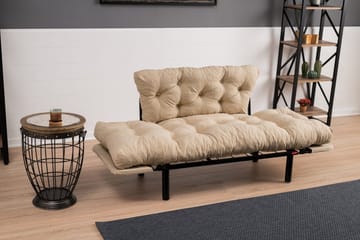 Jenica 2-personers Udtrækkelig Sovesofa i Stof med Metalben - Beige - Møbler - Sofaer - Sovesofaer
