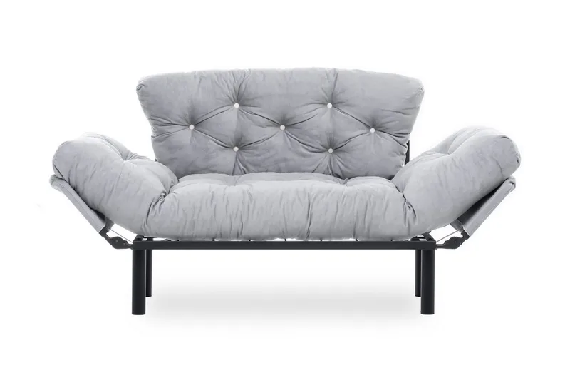 Jenica 2-personers Udtrækkelig Sovesofa i Stof med Metalben, Grå