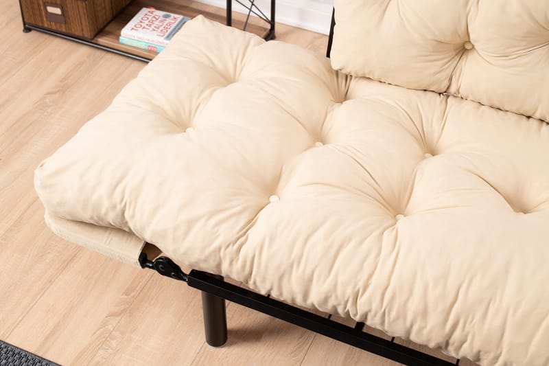 Jenica 2-personers Udtrækkelig Sovesofa i Stof med Metalben - Beige - Møbler - Sofaer - Sovesofaer