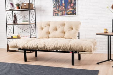 Jenica 2-personers Udtrækkelig Sovesofa i Stof med Metalben - Beige - Møbler - Sofaer - Sovesofaer