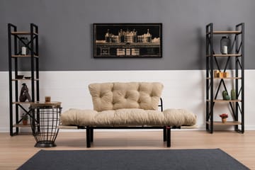 Jenica 2-personers Udtrækkelig Sovesofa i Stof med Metalben - Beige - Møbler - Sofaer - Sovesofaer