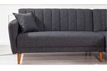 Jenick 3-personers Højre L-formet Hjørnesovesofa i Stof - Antracit - Møbler - Sofaer - Sovesofaer