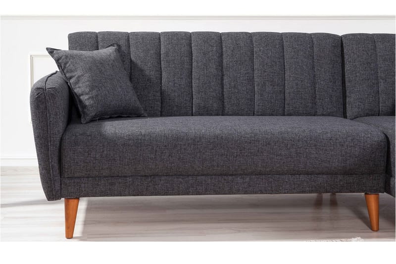 Jenick 3-personers Højre L-formet Hjørnesovesofa i Stof - Antracit - Møbler - Sofaer - Sovesofaer