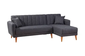 Jenick 3-personers Højre L-formet Hjørnesovesofa i Stof - Antracit - Møbler - Sofaer - Sovesofaer