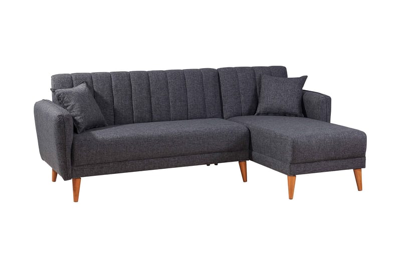Jenick 3-personers Højre L-formet Hjørnesovesofa i Stof - Antracit - Møbler - Sofaer - Sovesofaer