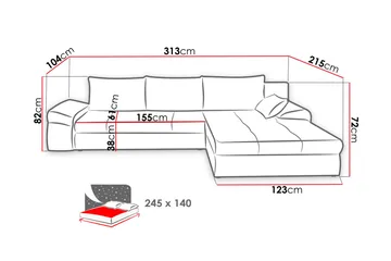 Julissa divan-sovesofa 313x215x82 cm - Møbler - Sofaer - Sovesofaer