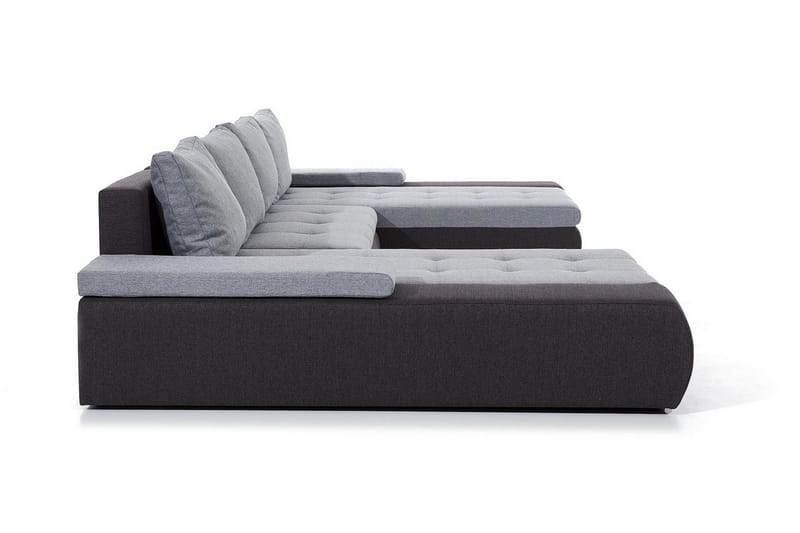 Jurtiga 4-personers U-formet Sovesofa 122x297 cm med Opbevaring i Stof - Grå - Møbler - Sofaer - Sovesofaer