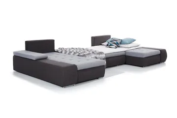Jurtiga 4-personers U-formet Sovesofa 122x297 cm med Opbevaring i Stof - Grå - Møbler - Sofaer - Sovesofaer