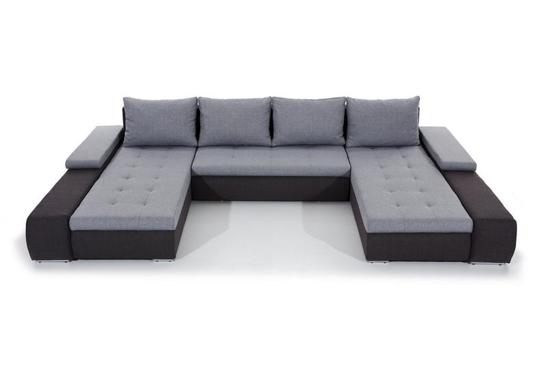 Jurtiga 4-personers U-formet Sovesofa 122x297 cm med Opbevaring i Stof - Grå - Møbler - Sofaer - Sovesofaer