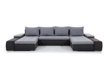Jurtiga 4-personers U-formet Sovesofa 122x297 cm med Opbevaring i Stof - Grå - Møbler - Sofaer - Sovesofaer