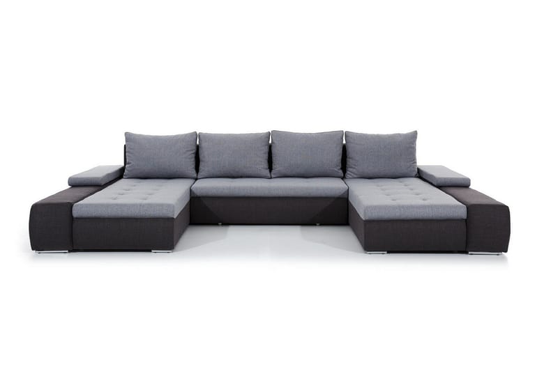 Jurtiga 4-personers U-formet Sovesofa 122x297 cm med Opbevaring i Stof, Grå