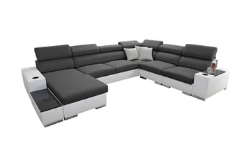 Kahundji Venstre Hjørnesovesofa 127x284 cm med Opbevaring i Stof - Antracit - Møbler - Sofaer - Sovesofaer