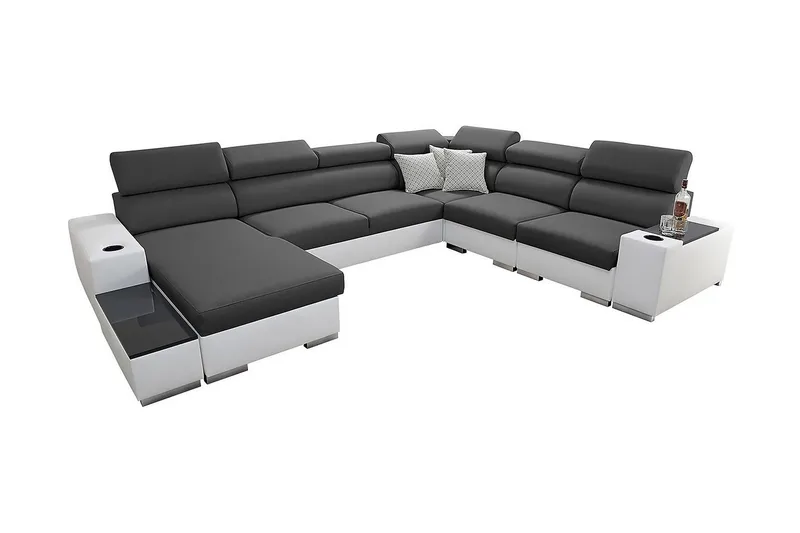 Kahundji Venstre Hjørnesovesofa 127x284 cm med Opbevaring i Stof, Antracit