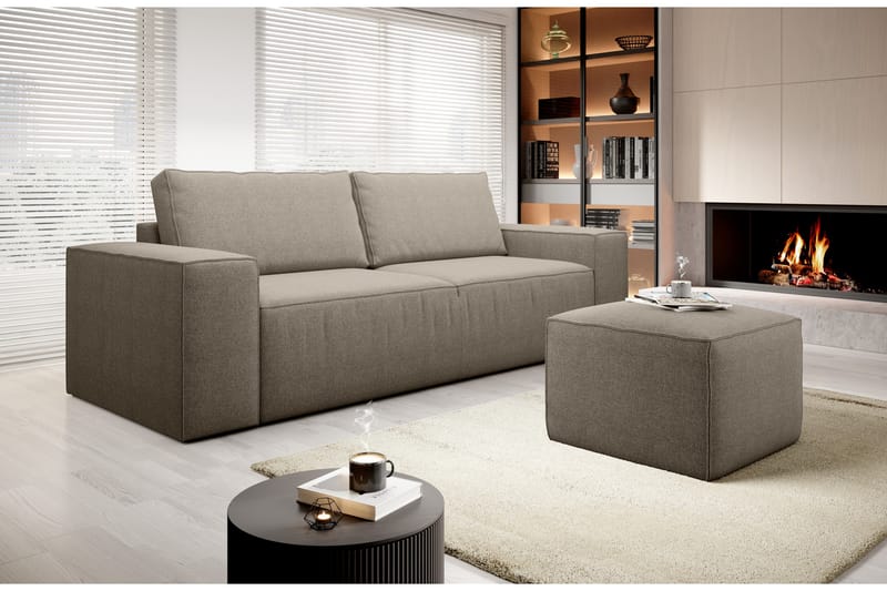 Kamli Sovesofa 3-Pers. med Opbevaring - Beige - Sovesofaer - 3 personers sovesofa