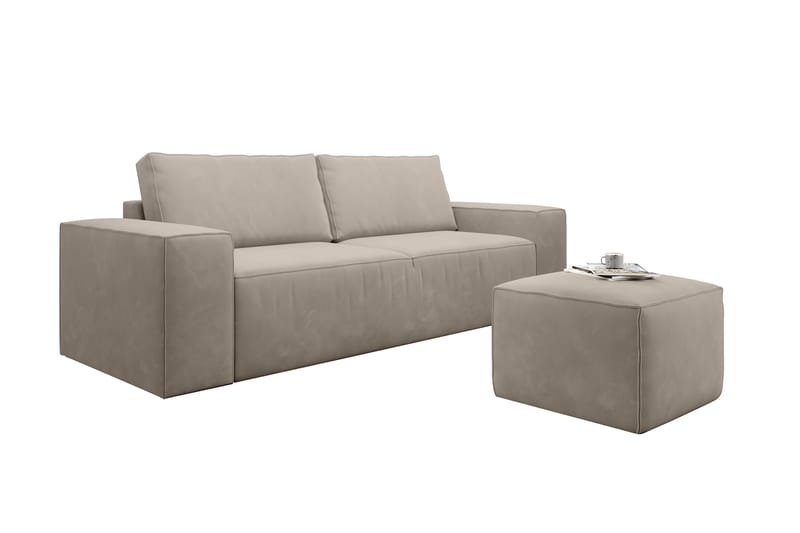 Kamli Sovesofa 3-Pers. med Opbevaring - Beige - Sovesofaer - 3 personers sovesofa