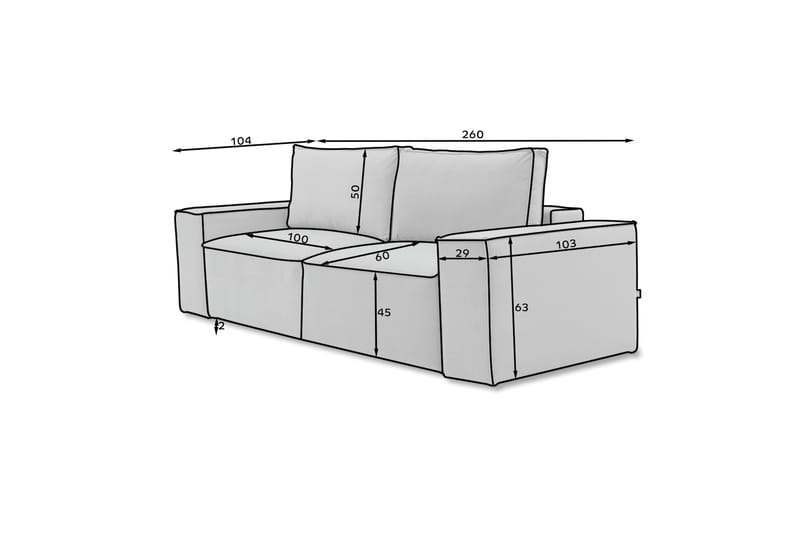 Kamli Sovesofa 3-Pers. med Opbevaring - Lyserød - Sovesofaer - 3 personers sovesofa