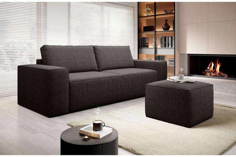 Kamli Sovesofa 3-Pers. med Opbevaring - Brun - Sovesofaer - 3 personers sovesofa