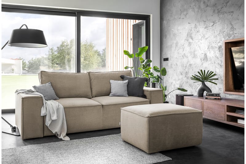 Kamli Sovesofa 3-Pers. med Opbevaring - Beige - Sovesofaer - 3 personers sovesofa