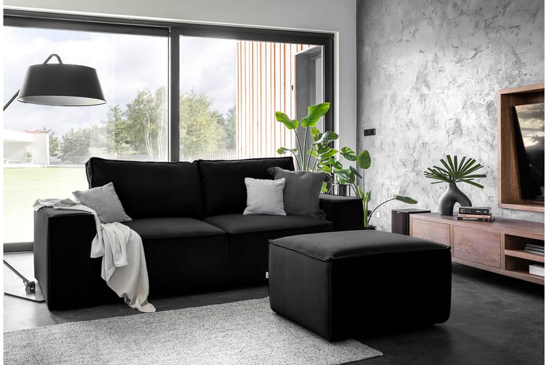 Kamli Sovesofa 3-Pers. med Opbevaring - Sort - Sovesofaer - 3 personers sovesofa