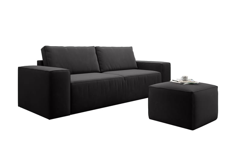 Kamli Sovesofa 3-Pers. med Opbevaring - Sort - Sovesofaer - 3 personers sovesofa