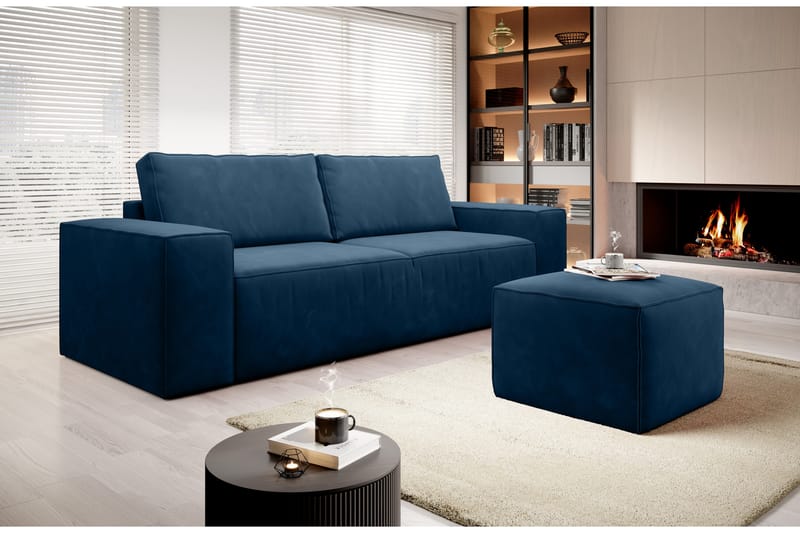 Kamli Sovesofa 3-Pers. med Opbevaring - Blå - Møbler - Sofaer - Sovesofaer