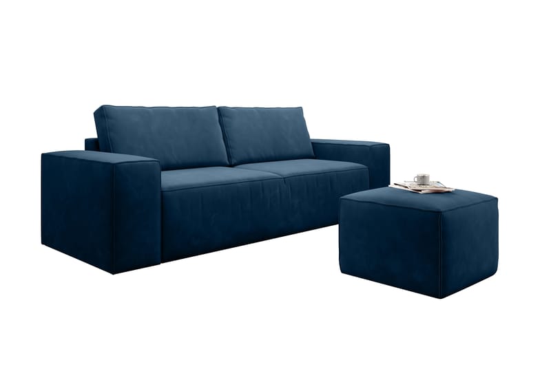Kamli Sovesofa 3-Pers. med Opbevaring - Blå - Møbler - Sofaer - Sovesofaer