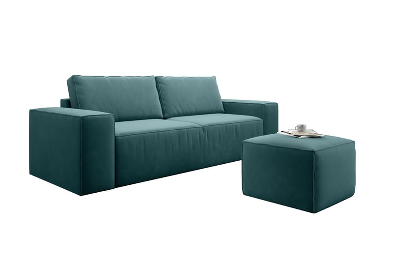 Kamli Sovesofa 3-Pers. med Opbevaring - Turkis - Sovesofaer - 3 personers sovesofa