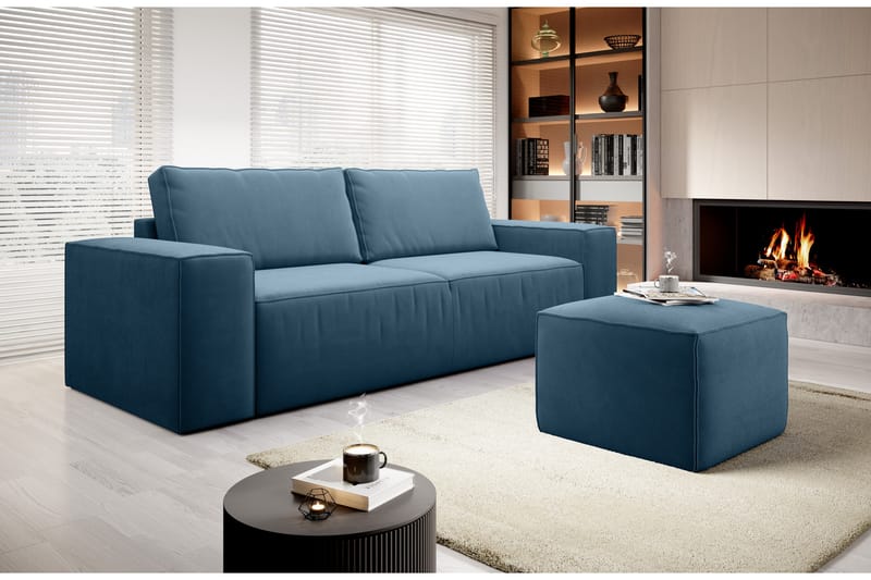 Kamli Sovesofa 3-Pers. med Opbevaring - Blå - Møbler - Sofaer - Sovesofaer