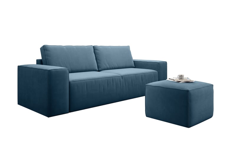 Kamli Sovesofa 3-Pers. med Opbevaring - Blå - Møbler - Sofaer - Sovesofaer