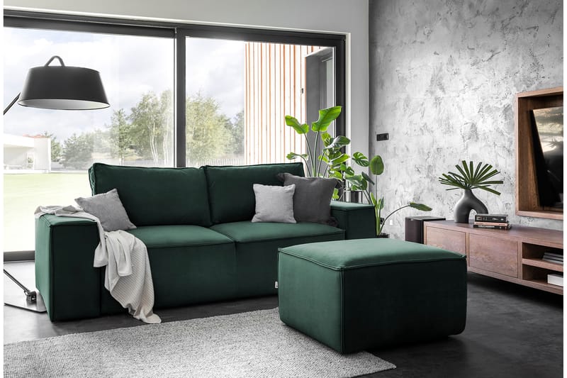 Kamli Sovesofa 3-Pers. med Opbevaring - Grøn - Møbler - Sofaer - Sovesofaer