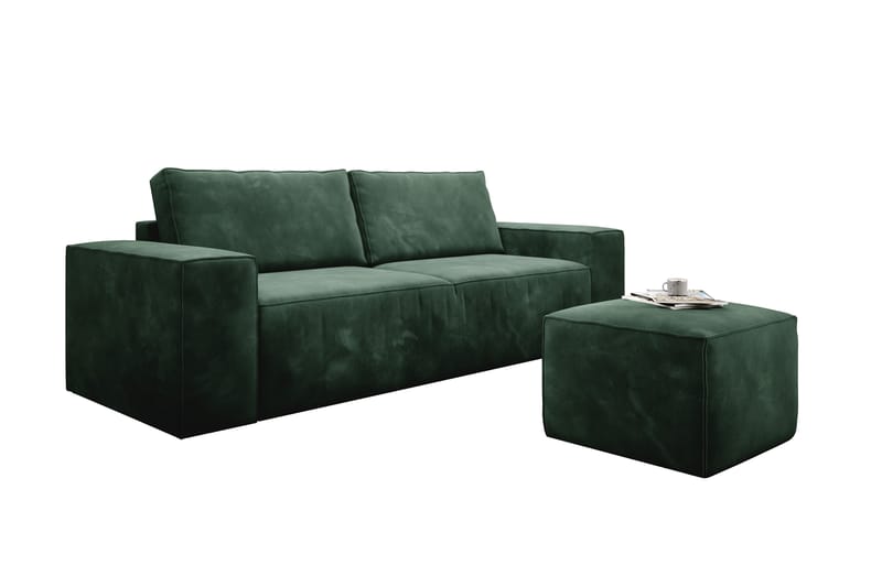 Kamli Sovesofa 3-Pers. med Opbevaring - Grøn - Møbler - Sofaer - Sovesofaer