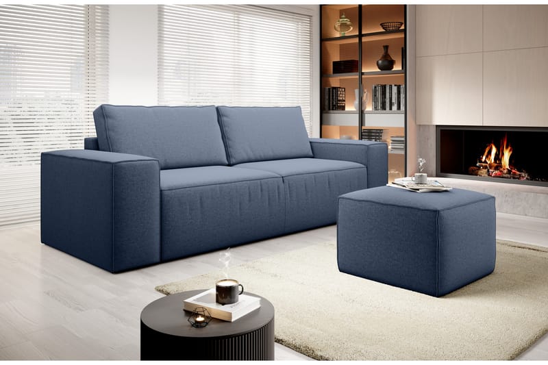 Kamli Sovesofa 3-Pers. med Opbevaring - Blå - Møbler - Sofaer - Sovesofaer
