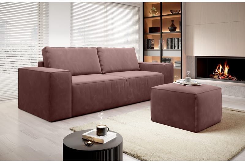 Kamli Sovesofa 3-Pers. med Opbevaring - Lyserød - Møbler - Sofaer - Sovesofaer