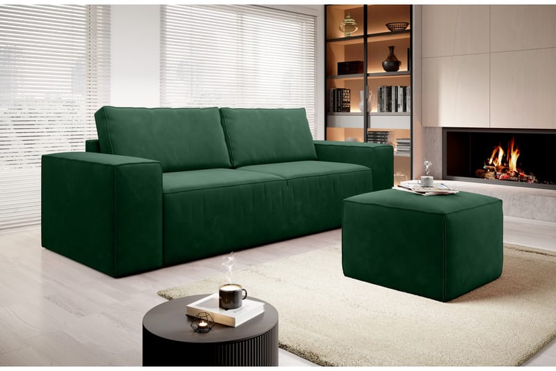Kamli Sovesofa 3-Pers. med Opbevaring - Grøn - Møbler - Sofaer - Sovesofaer