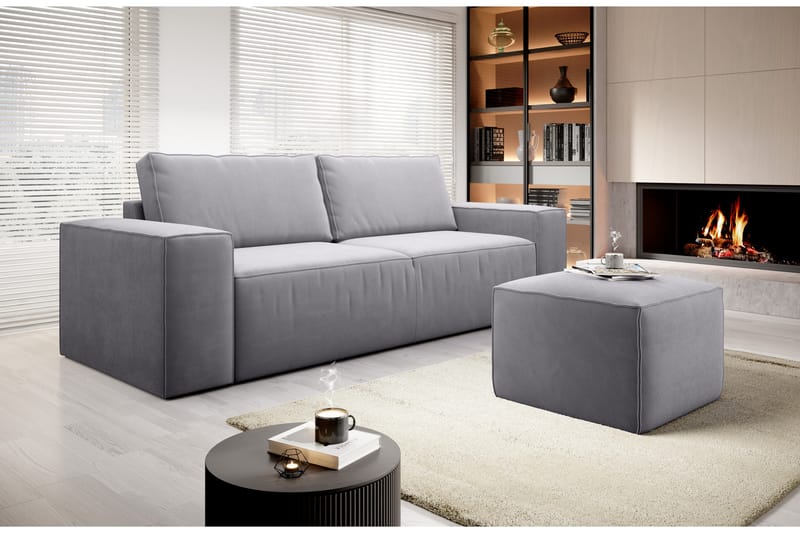 Kamli Sovesofa 3-Pers. med Opbevaring - Lysegrå - Møbler - Sofaer - Sovesofaer