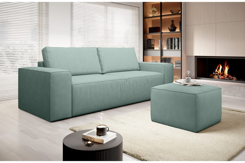 Kamli Sovesofa 3-Pers. med Opbevaring - Lysegrøn - Møbler - Sofaer - Sovesofaer