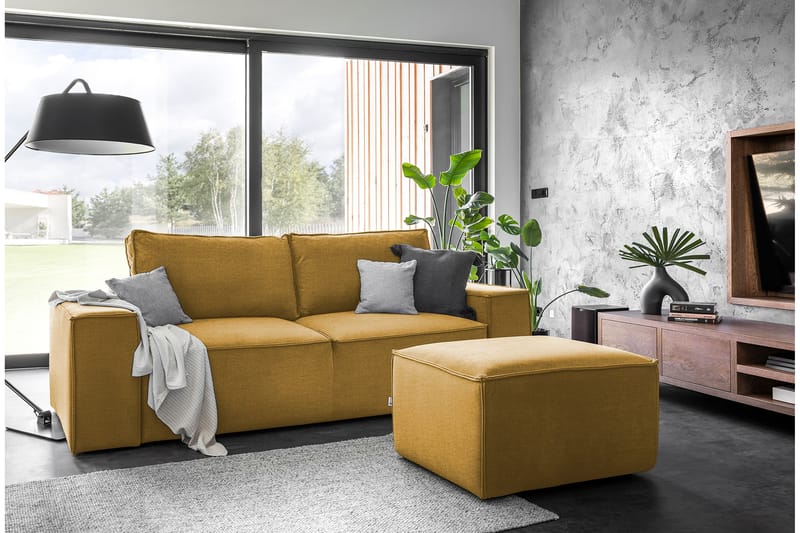 Kamli Sovesofa 3-Pers. med Opbevaring - Gul - Møbler - Sofaer - Sovesofaer