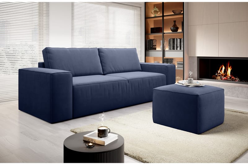 Kamli Sovesofa 3-Pers. med Opbevaring - Blå - Møbler - Sofaer - Sovesofaer