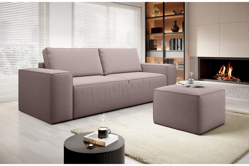 Kamli Sovesofa 3-Pers. med Opbevaring - Lys lyserød - Møbler - Sofaer - Sovesofaer