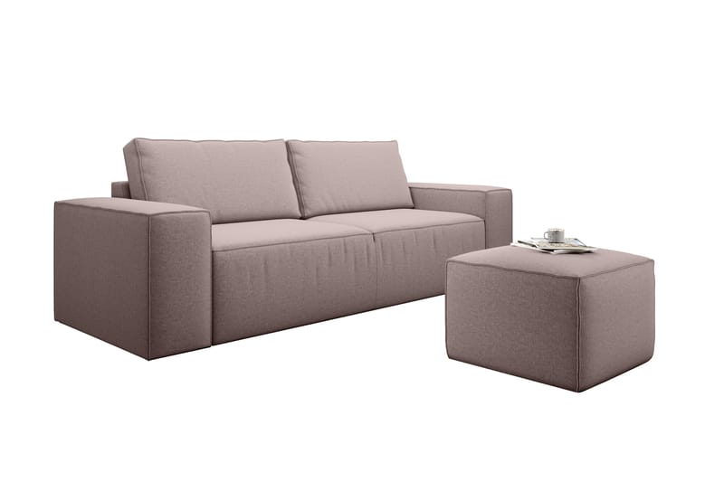 Kamli Sovesofa 3-Pers. med Opbevaring - Lys lyserød - Møbler - Sofaer - Sovesofaer